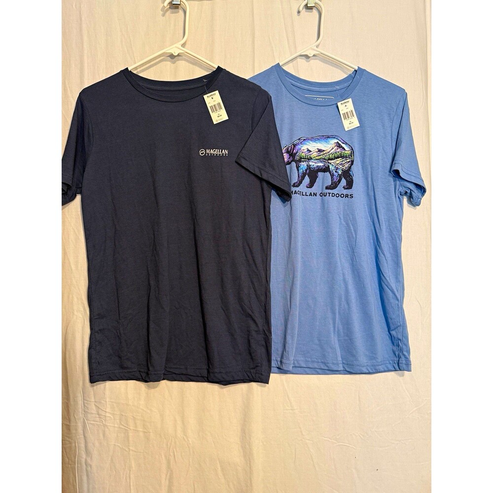 Magellan Outdoors Lot of 2 Boys Graphic Crewneck Short Sleeve Tee XL Blue Black